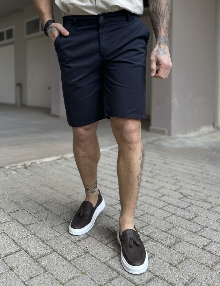 - Ανδρική μπλε υφασμάτινη Chinos βερμούδα 2422B